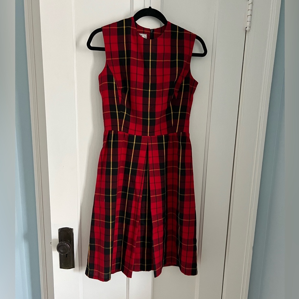 Red Plaid Sleeveless Fit and Flare Dress 2/S